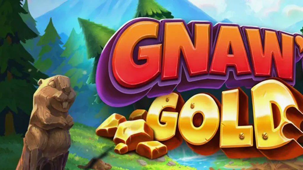 Interface do jogo de slot Gnaw’n Gold com tema de castores