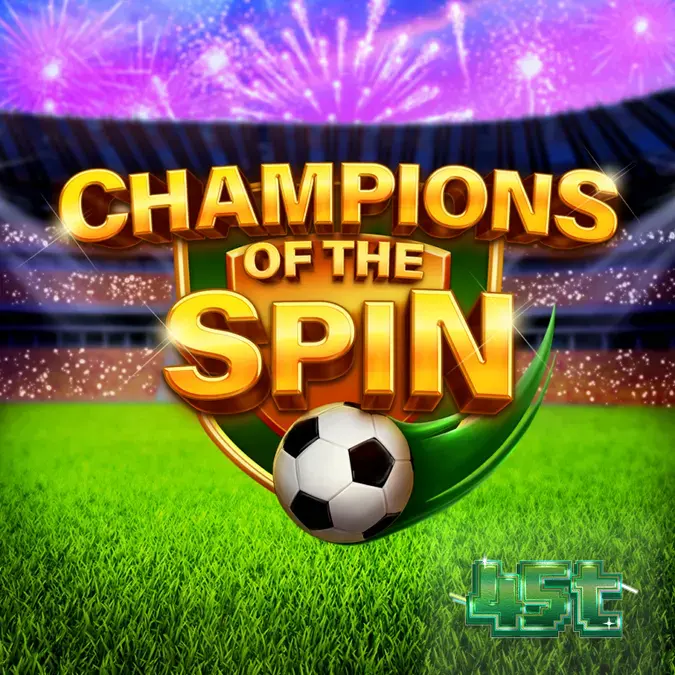 Interface do jogo de slot Champions of the Spin com tema de futebol